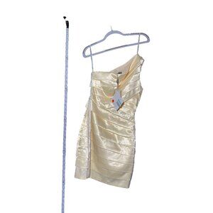 Lavish Alice Champagne One‎ Shoulder Satin Dress 4 NWT - 33in Length, Sleeveless